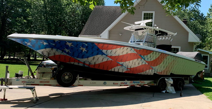 American Flag Boat Wrap