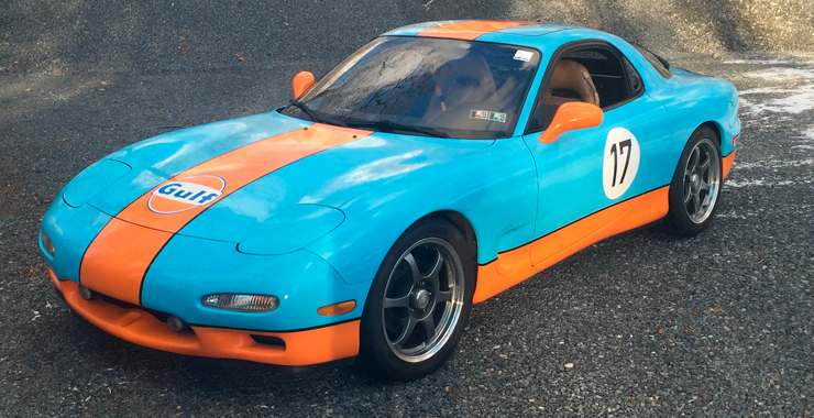 Blue Orange Wrapped Car